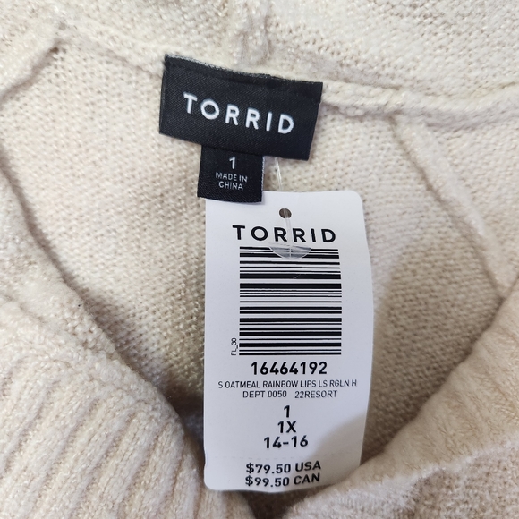 NWT Torrid Hooded Sweater Rainbow Lip Embroidery 🌈 - Picture 6 of 8